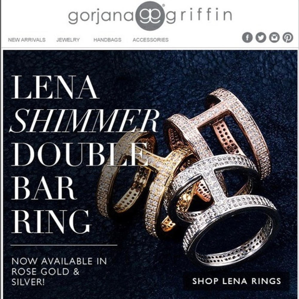 Rare Sold Out Silver Lena Shimmer Double Bar Ring